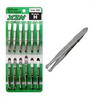 XZN PINZA DE DEPILAR HUECA PLATEADA x 12u